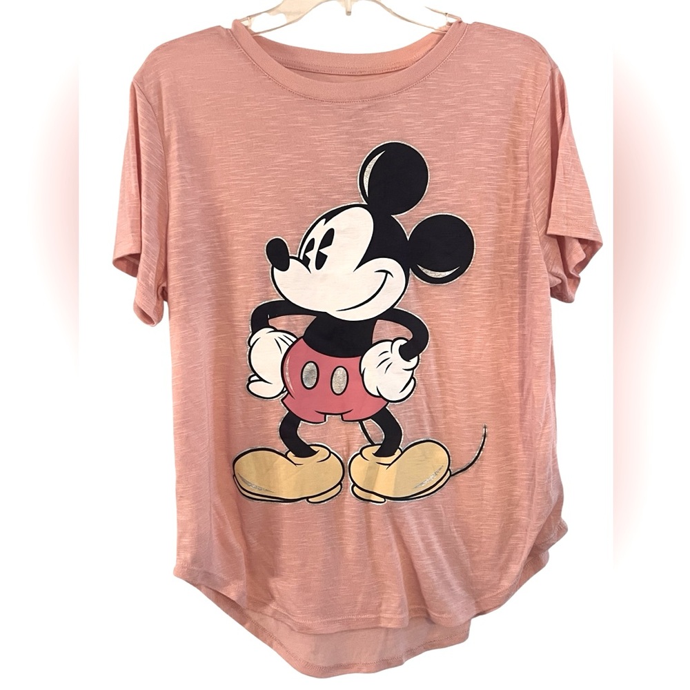Disney Pink Mickey Mouse  lightweight Tee shirt. Polyester blend XL 15-17